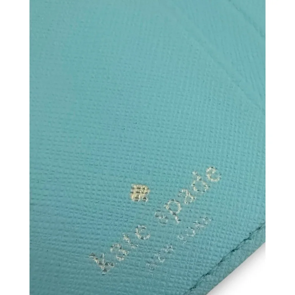 Kate Spade Staci Tiffany Blue Color Saffiano Leather Compact Wallet Cards Cash